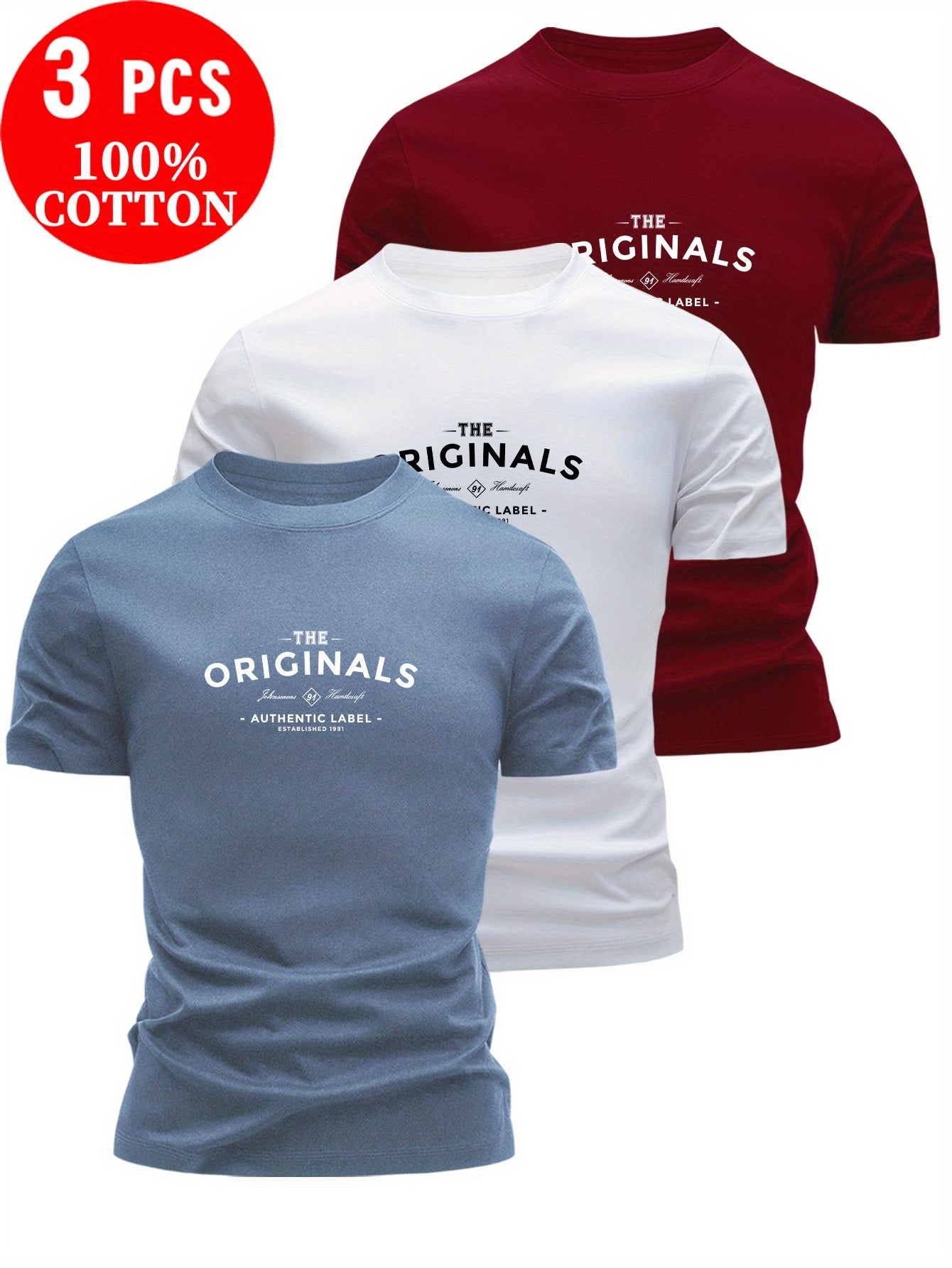 Lot de 3 t-shirts 100% coton " the originals " du XS au 3XL