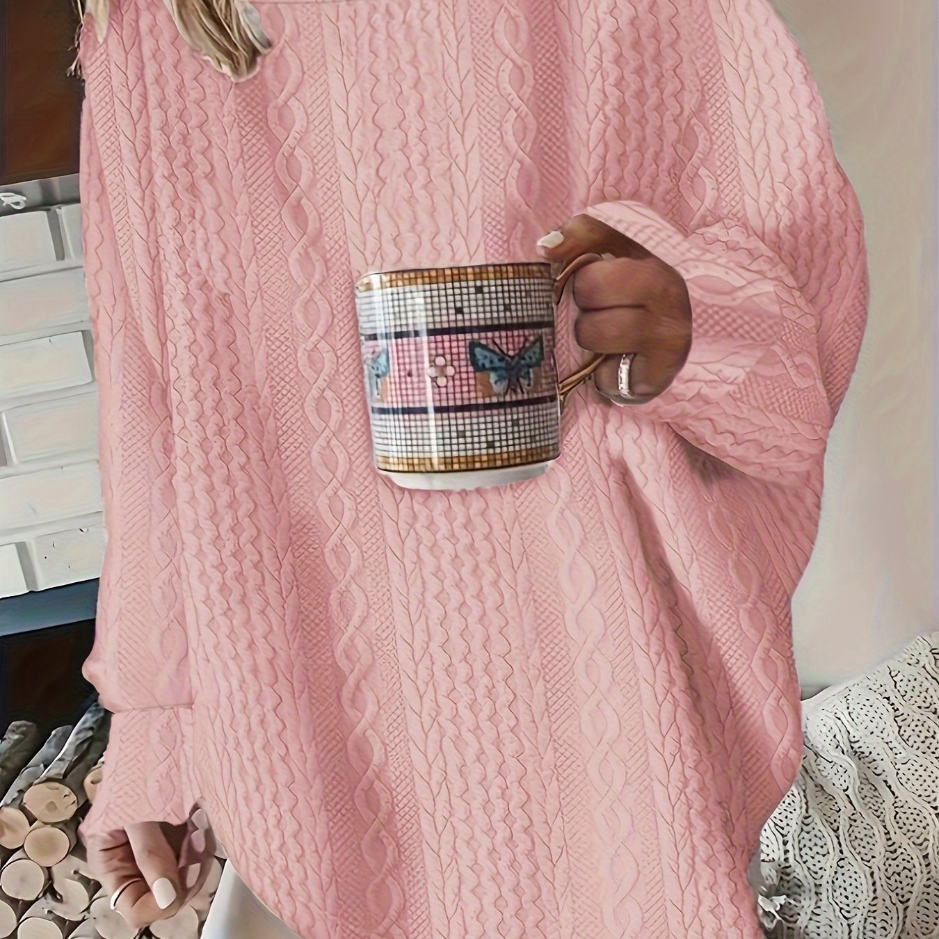 Pull à col rond de couleur unie 1XL au 5XL