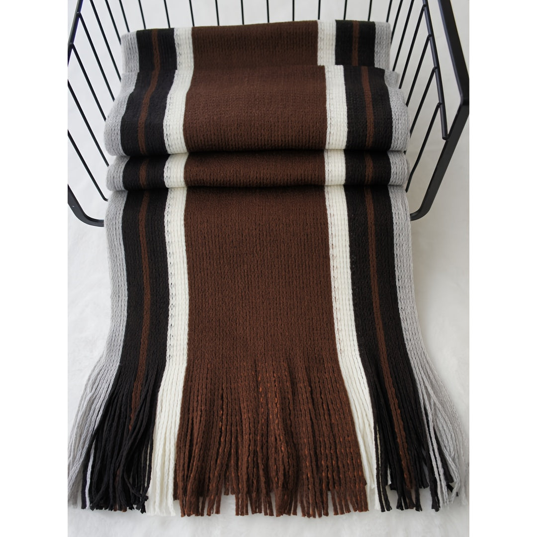 Echarpe élégante en tricot rayé - acrylique chaud MAEJORKEN