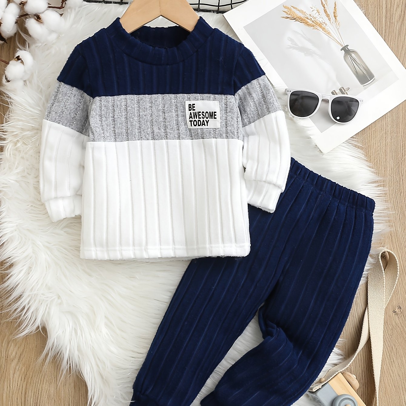 Ensemble haut en tissu côtelé doux et pantalon assorti du 6 mois au 4 ans MAEJORKEN