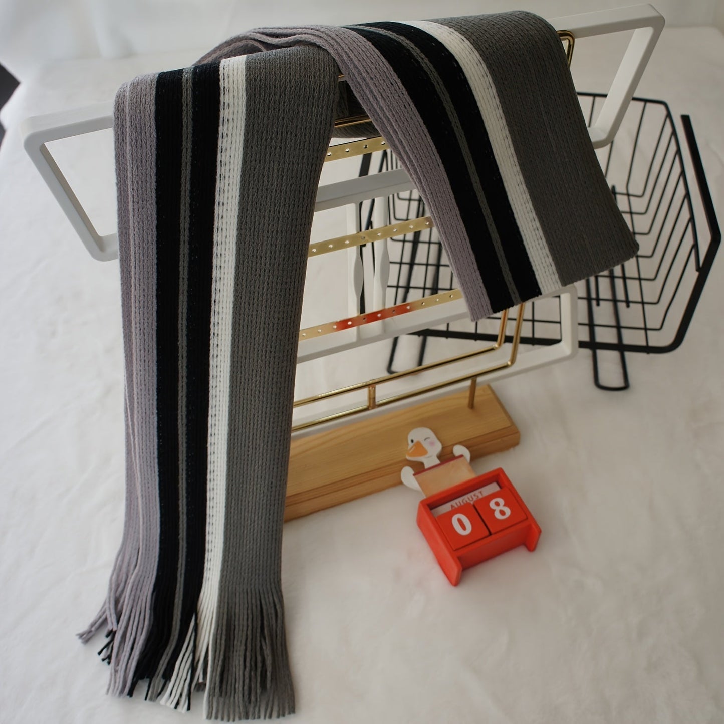 Echarpe élégante en tricot rayé - acrylique chaud MAEJORKEN