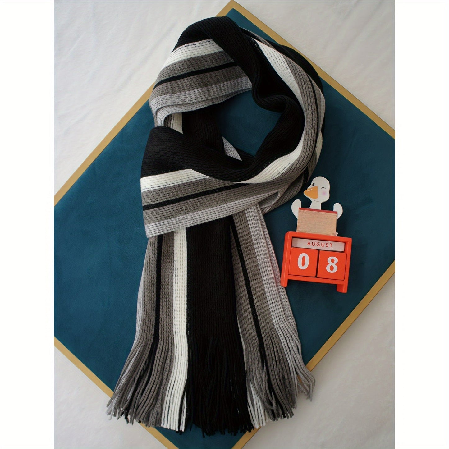 Echarpe élégante en tricot rayé - acrylique chaud MAEJORKEN