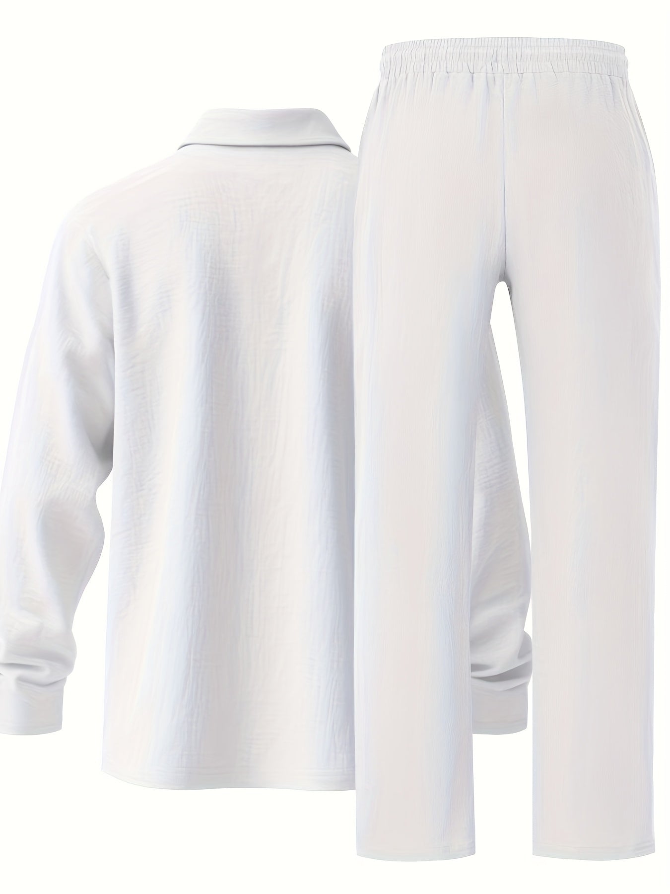 Ensemble pantalon large et polo à manches longues en lin du S au 3XL MAEJORKEN