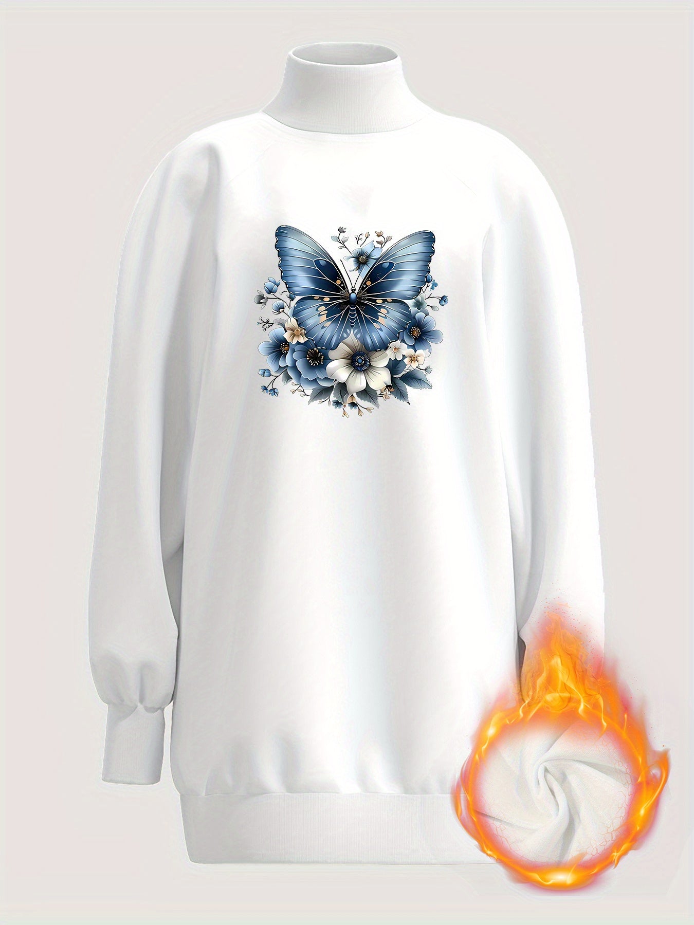 Pull long à col haut imprimé papillon du S au XL MAEJORKEN