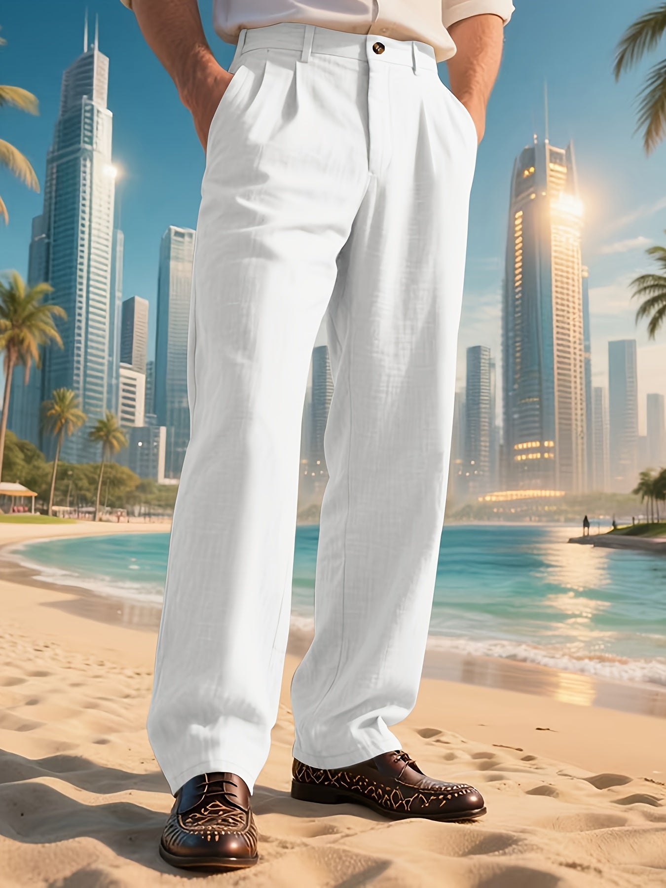Pantalon en lin jambe large , coupe ample du S au 3XL MAEJORKEN
