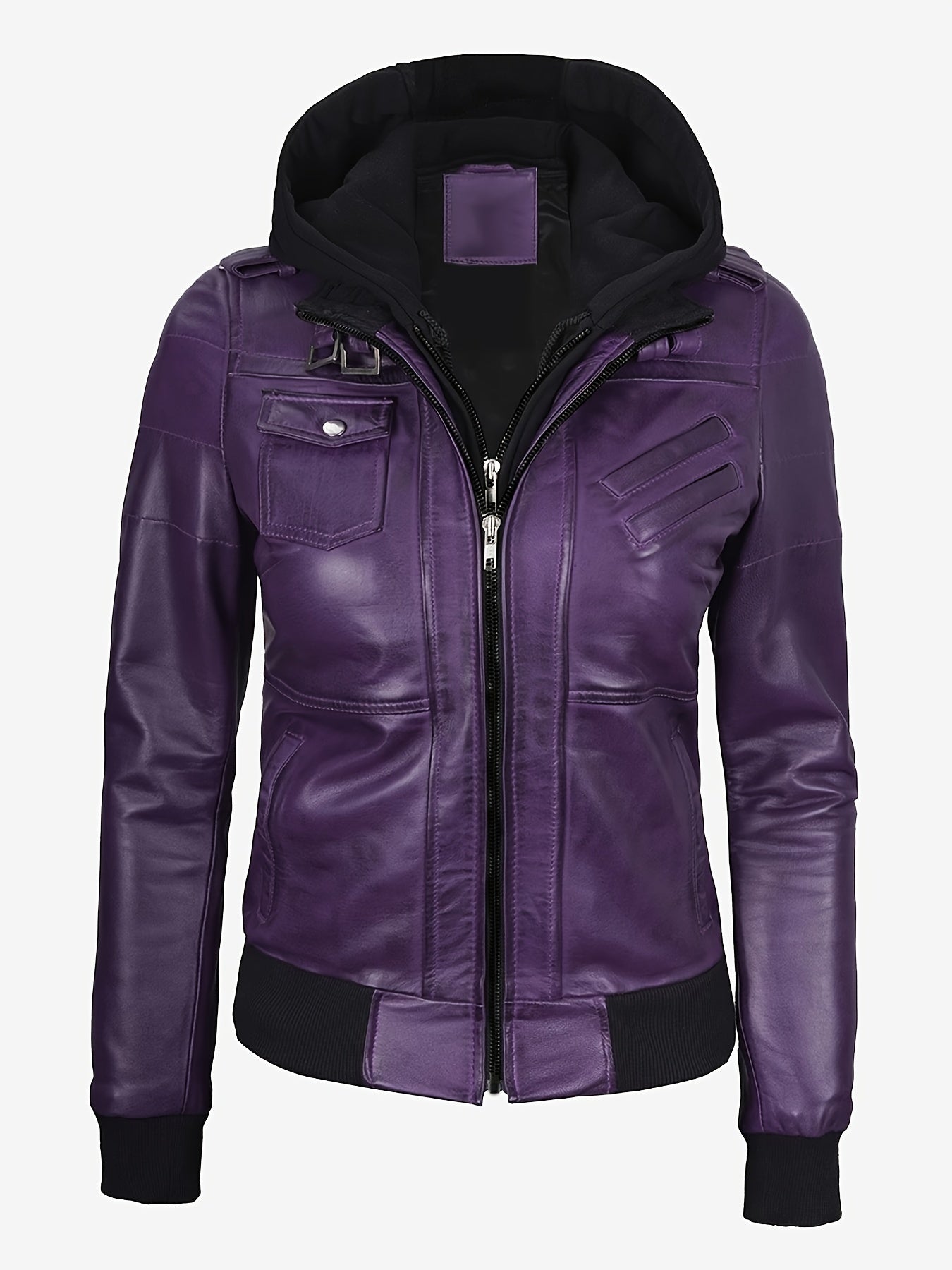 Blouson en cuir zippé élégant pour femmes du S au 2XL MAEJORKEN
