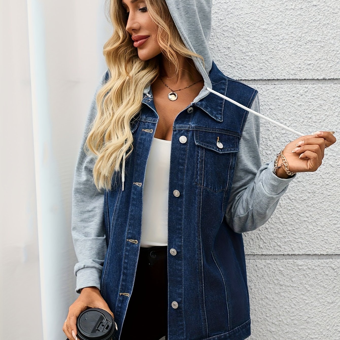 Veste à capuche en denim femmes du S au 2XL MAEJORKEN