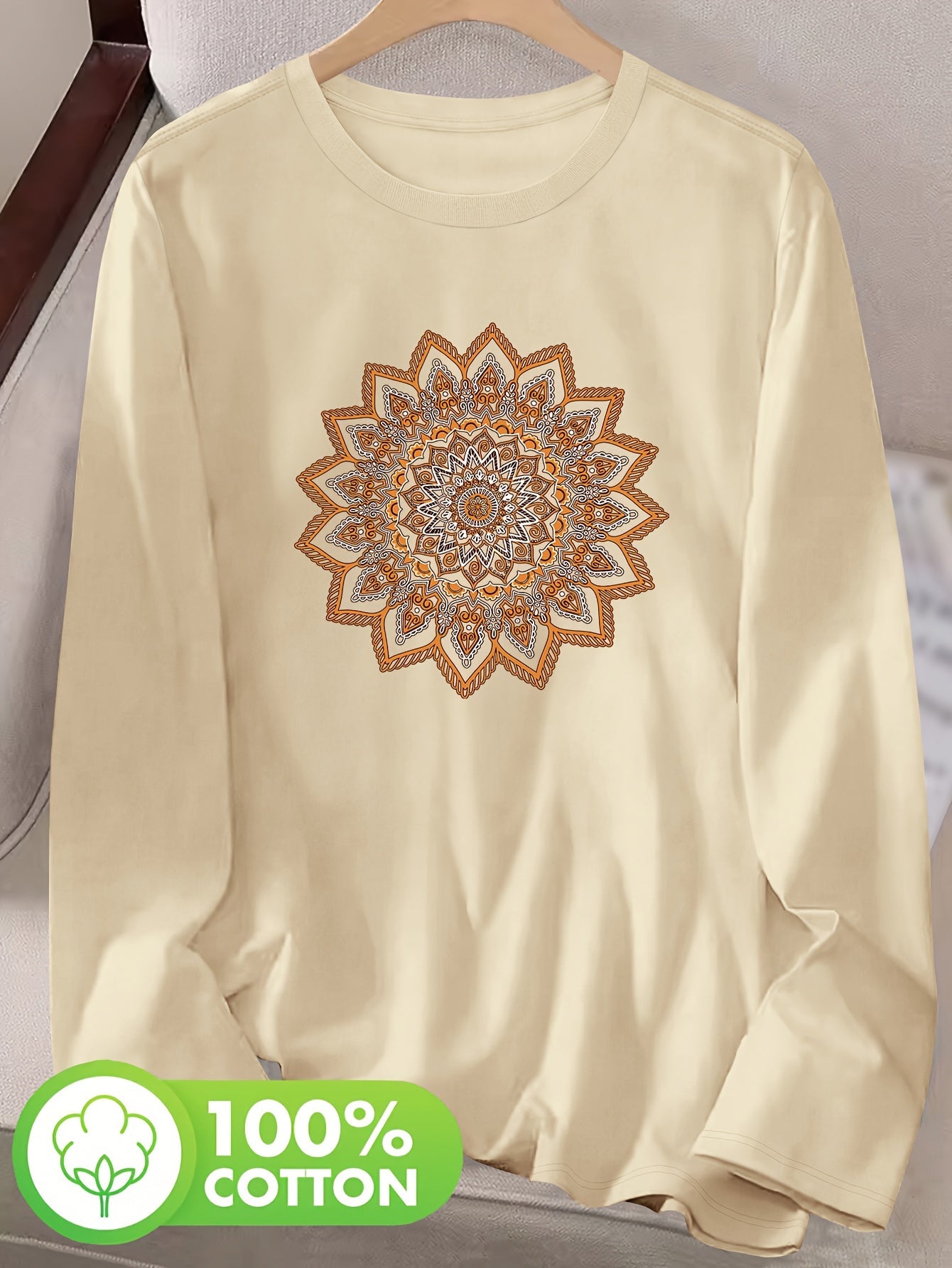 T-shirt à imprimé floral col rond 100% coton du S au 2XL MAEJORKEN