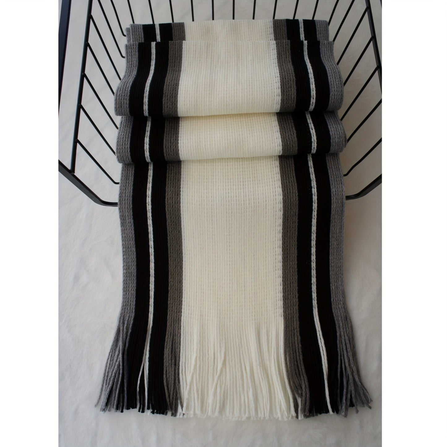 Echarpe élégante en tricot rayé - acrylique chaud MAEJORKEN