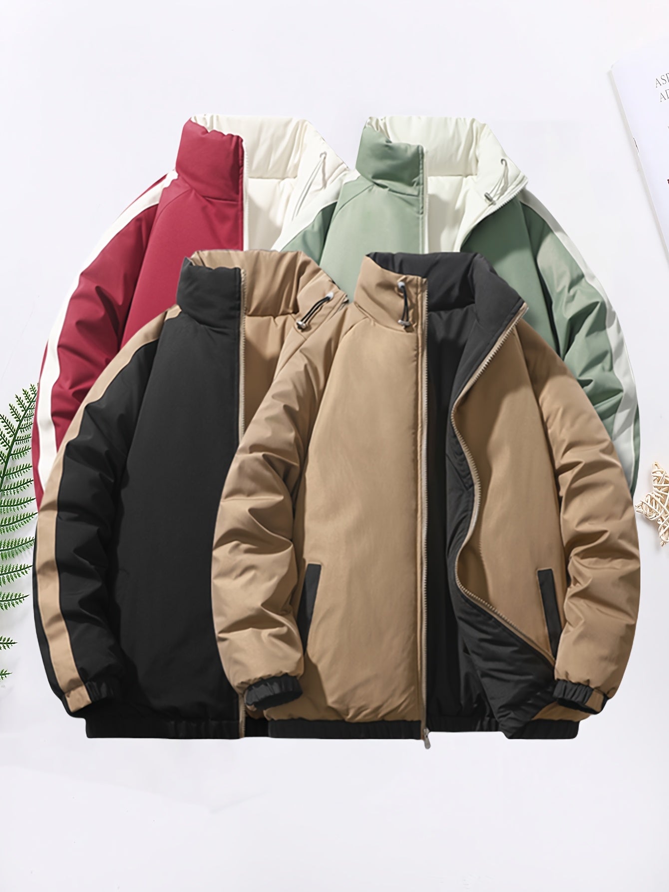 Blouson chaud réversible dotée de fermetures éclair de poignets élastiques et de poches inclinées du S au 3XL MAEJORKEN