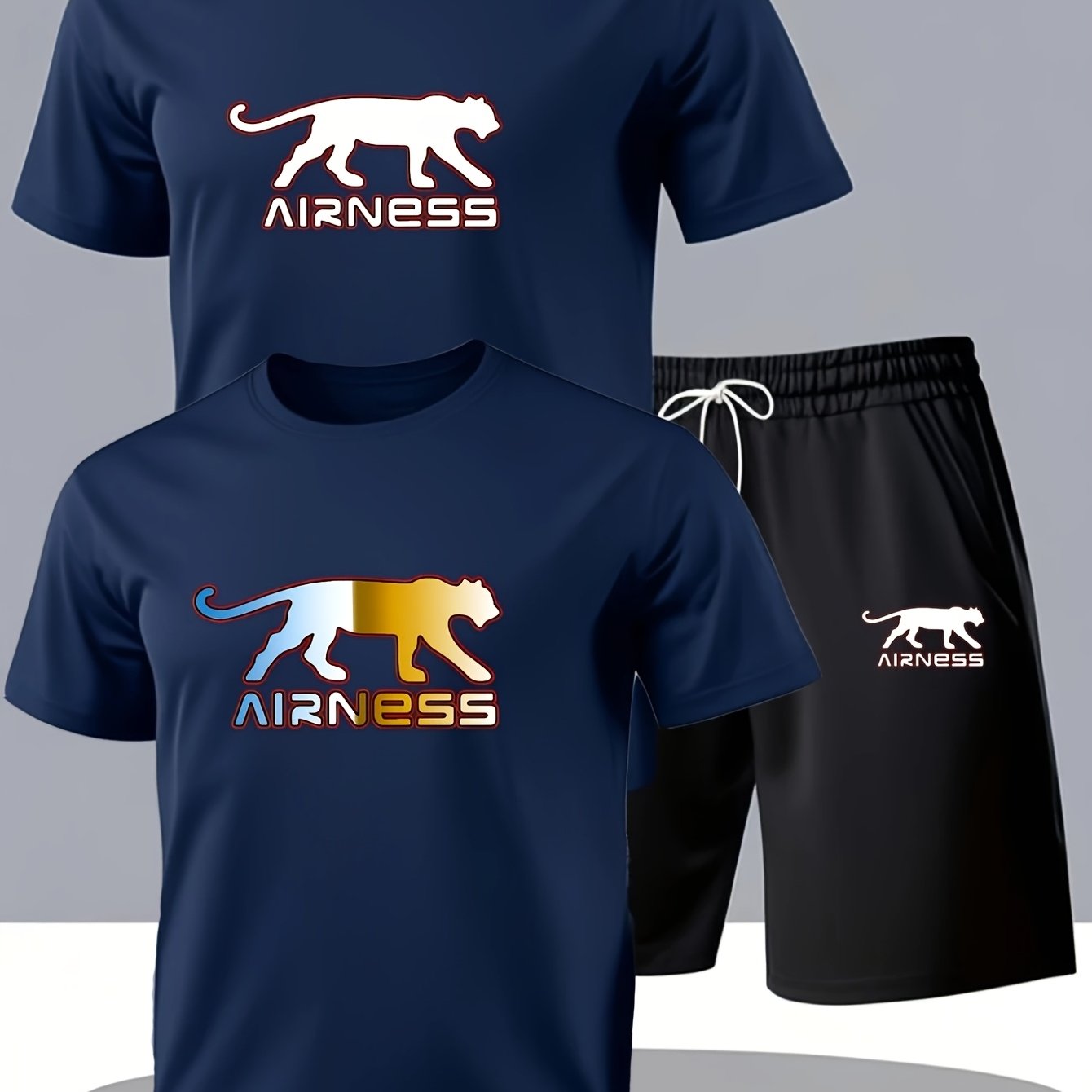 Ensemble 3 pièces 2 t-shirts et 1 short du S au 2XL