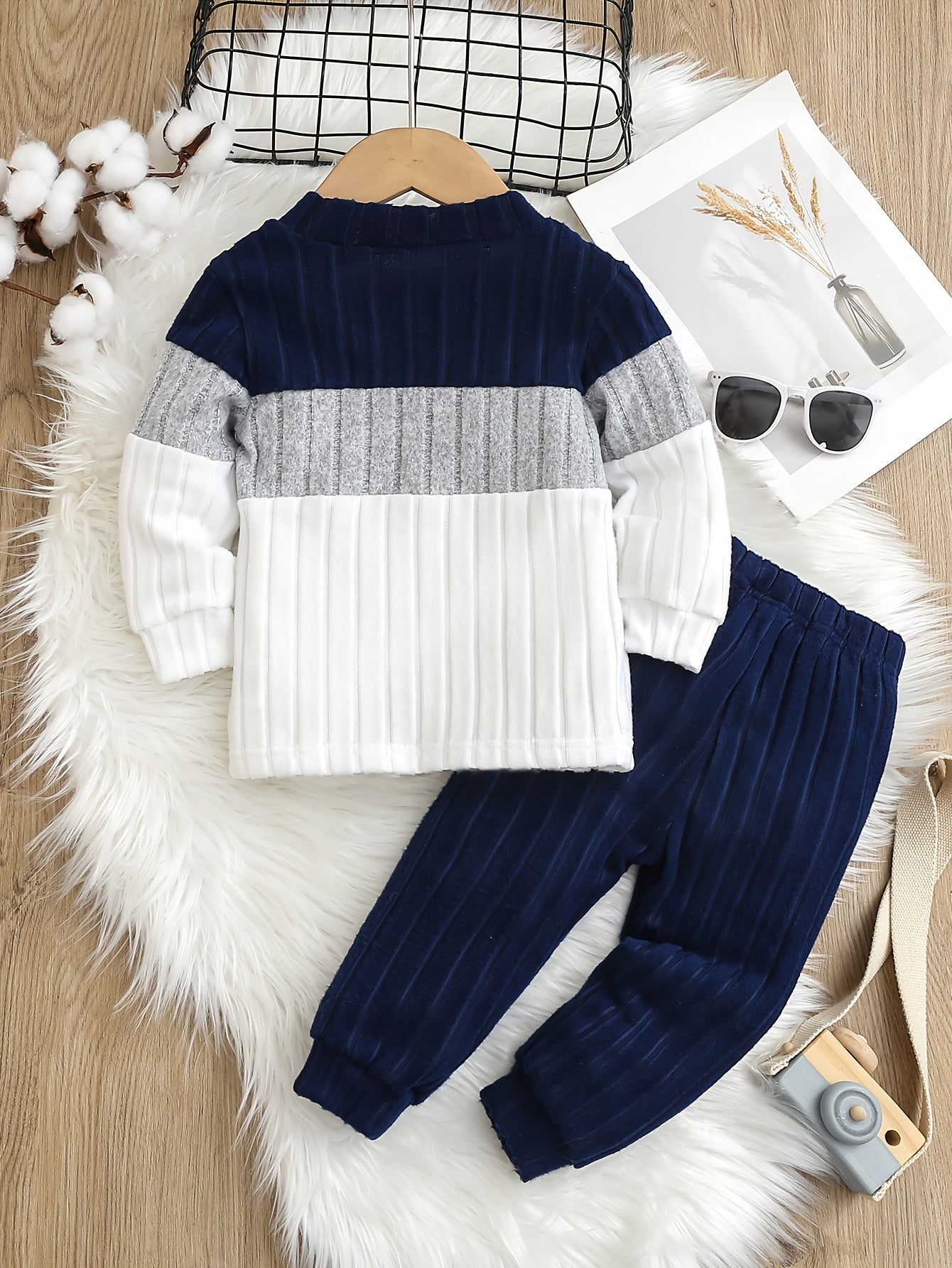Ensemble haut en tissu côtelé doux et pantalon assorti du 6 mois au 4 ans MAEJORKEN