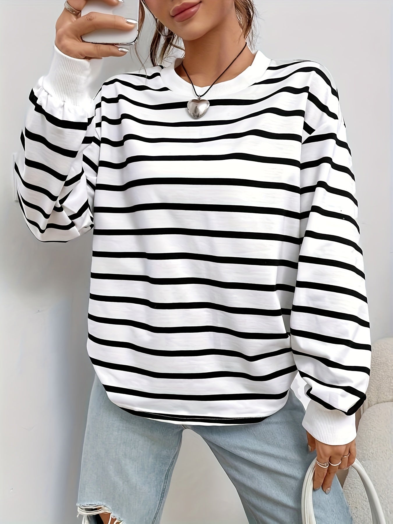 T-shirt à manches longues rayé pour filles du 13 au 16 ans