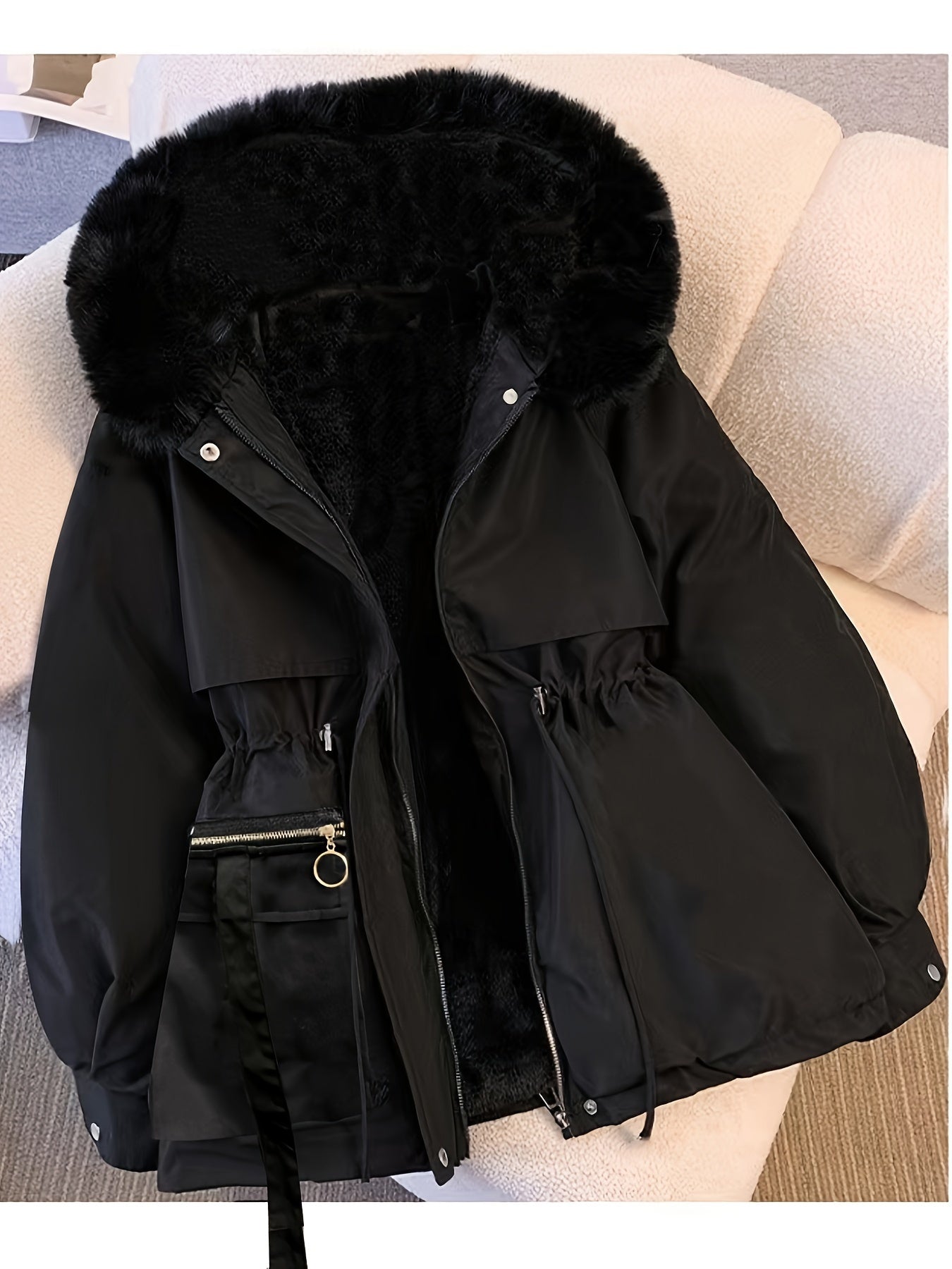 Parka à capuche grande taille avec garniture en fausse fourrure du 1XL au 5XL