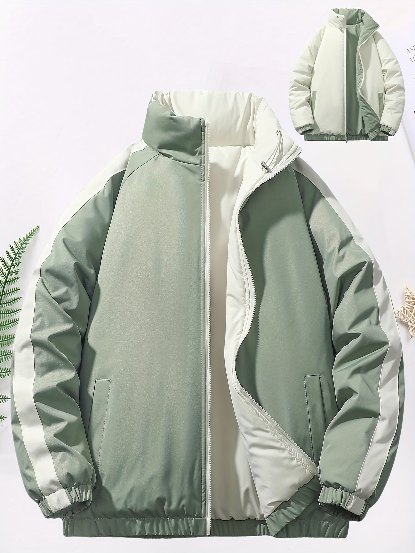 Blouson chaud réversible dotée de fermetures éclair de poignets élastiques et de poches inclinées du S au 3XL MAEJORKEN