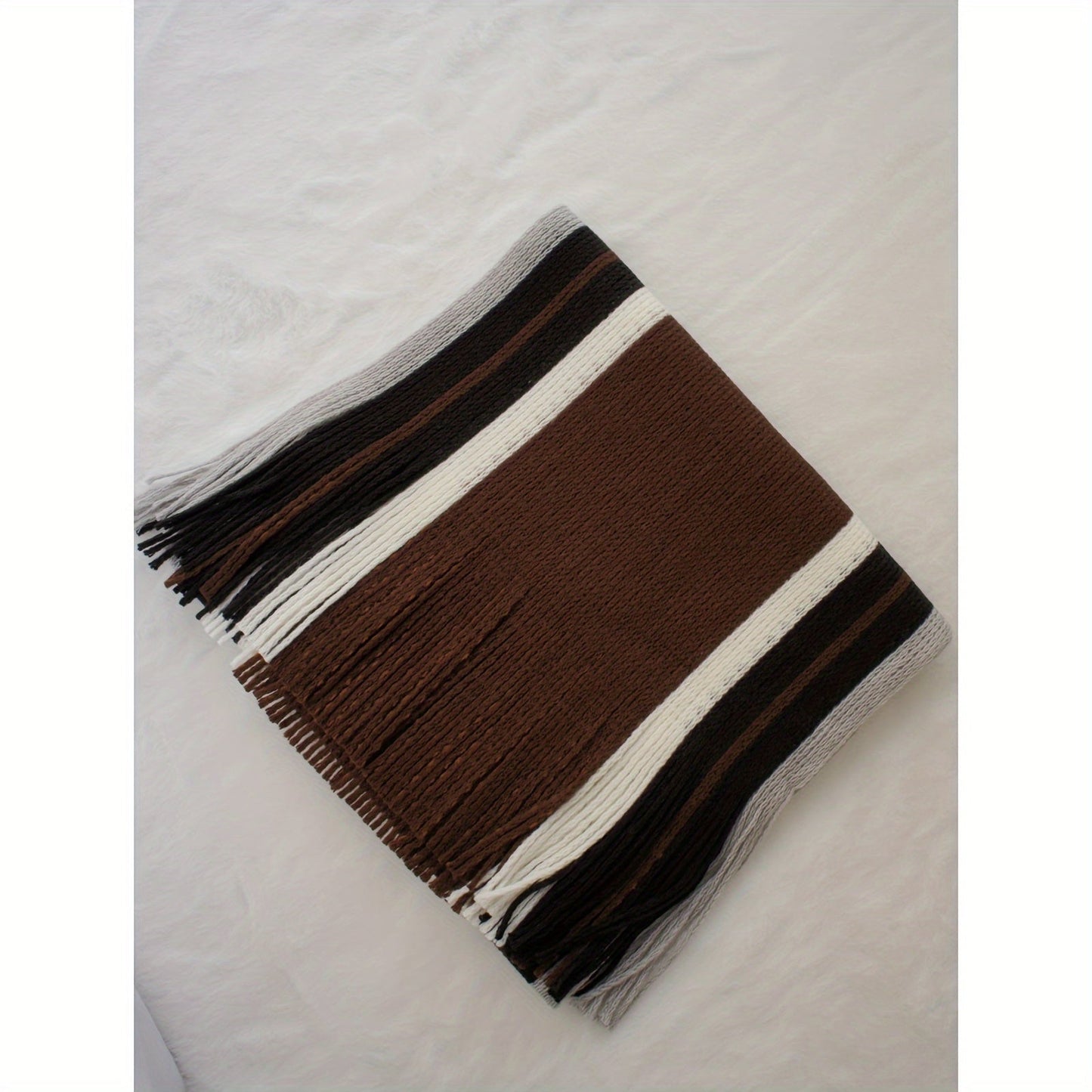 Echarpe élégante en tricot rayé - acrylique chaud MAEJORKEN