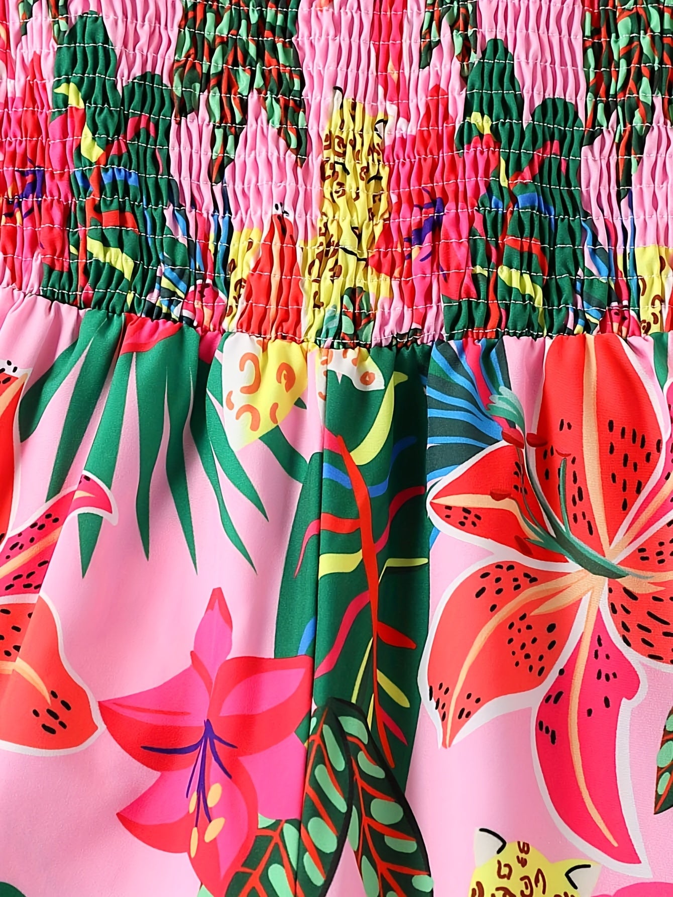 Combinaison élégante à imprimé floral avec taille froncée et design jambes larges du 7 au 16 ans