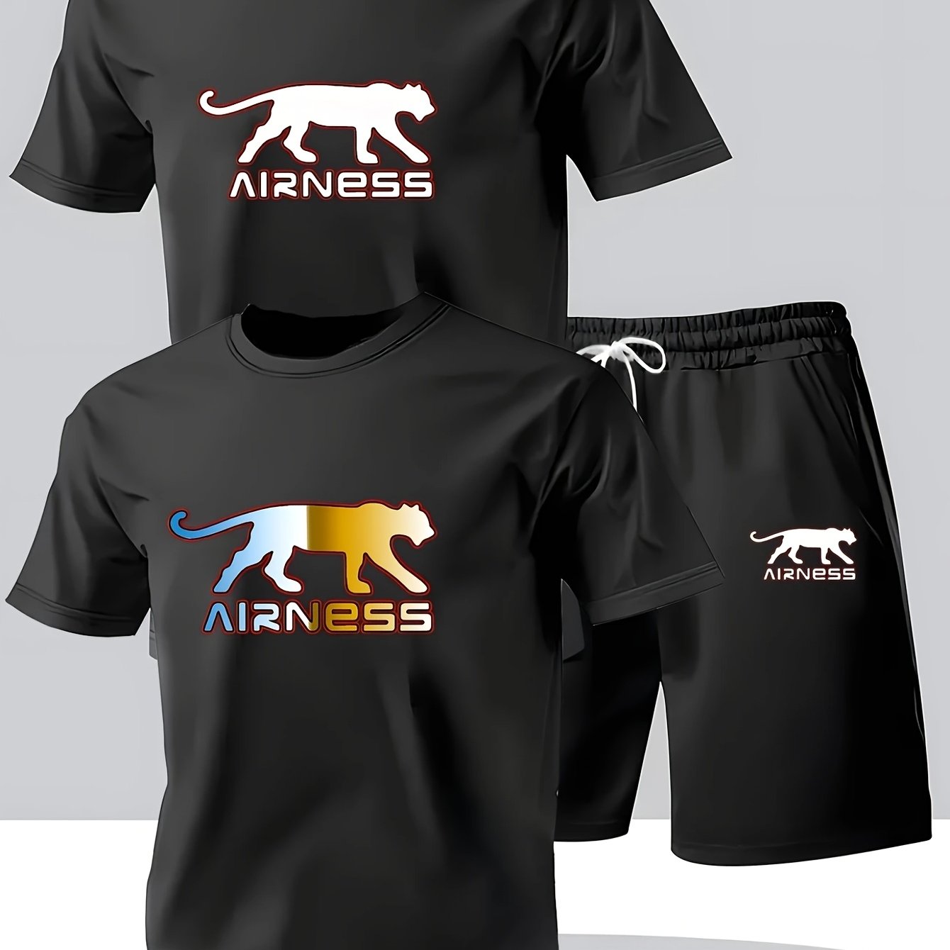 Ensemble 3 pièces 2 t-shirts et 1 short du S au 2XL