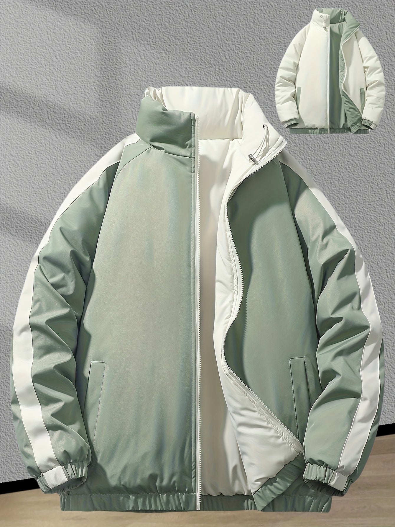 Blouson chaud réversible dotée de fermetures éclair de poignets élastiques et de poches inclinées du S au 3XL MAEJORKEN