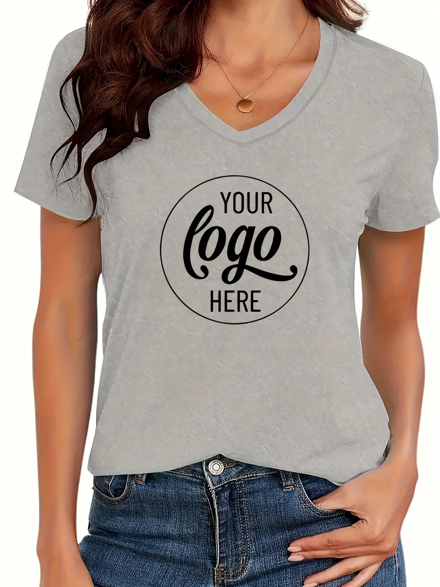T-shirt décontracté personnalisable à col en V du S au 2XL