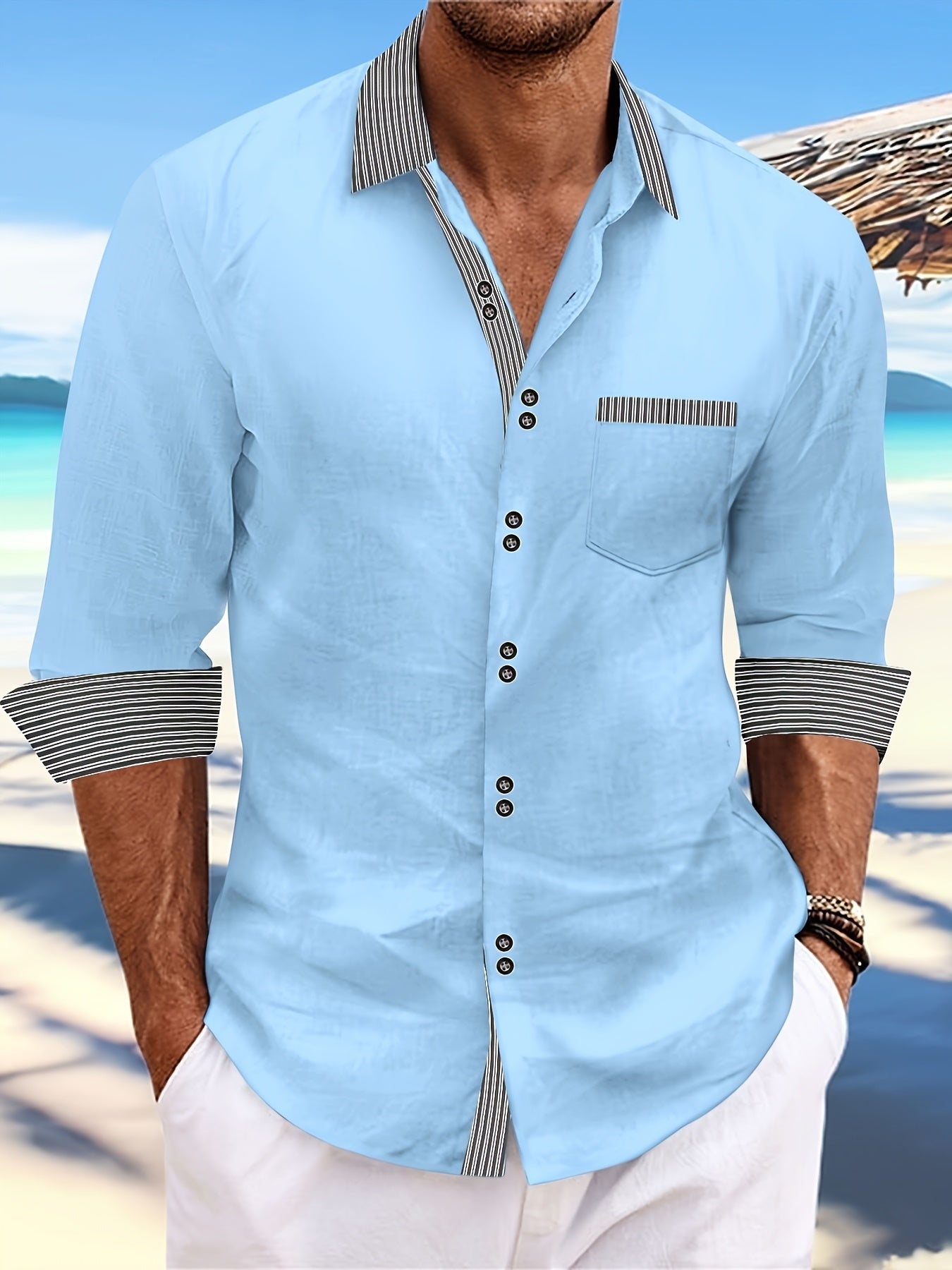 Chemise à manches longues 100 % coton du S au 3XL MAEJORKEN