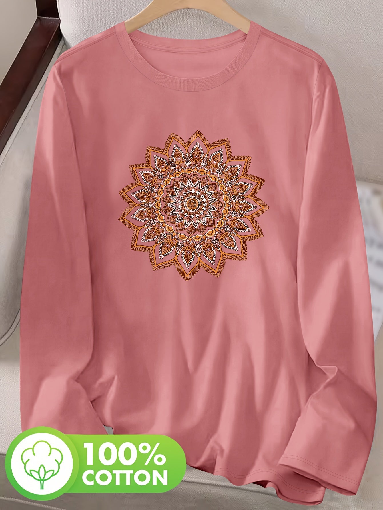 T-shirt à imprimé floral col rond 100% coton du S au 2XL MAEJORKEN