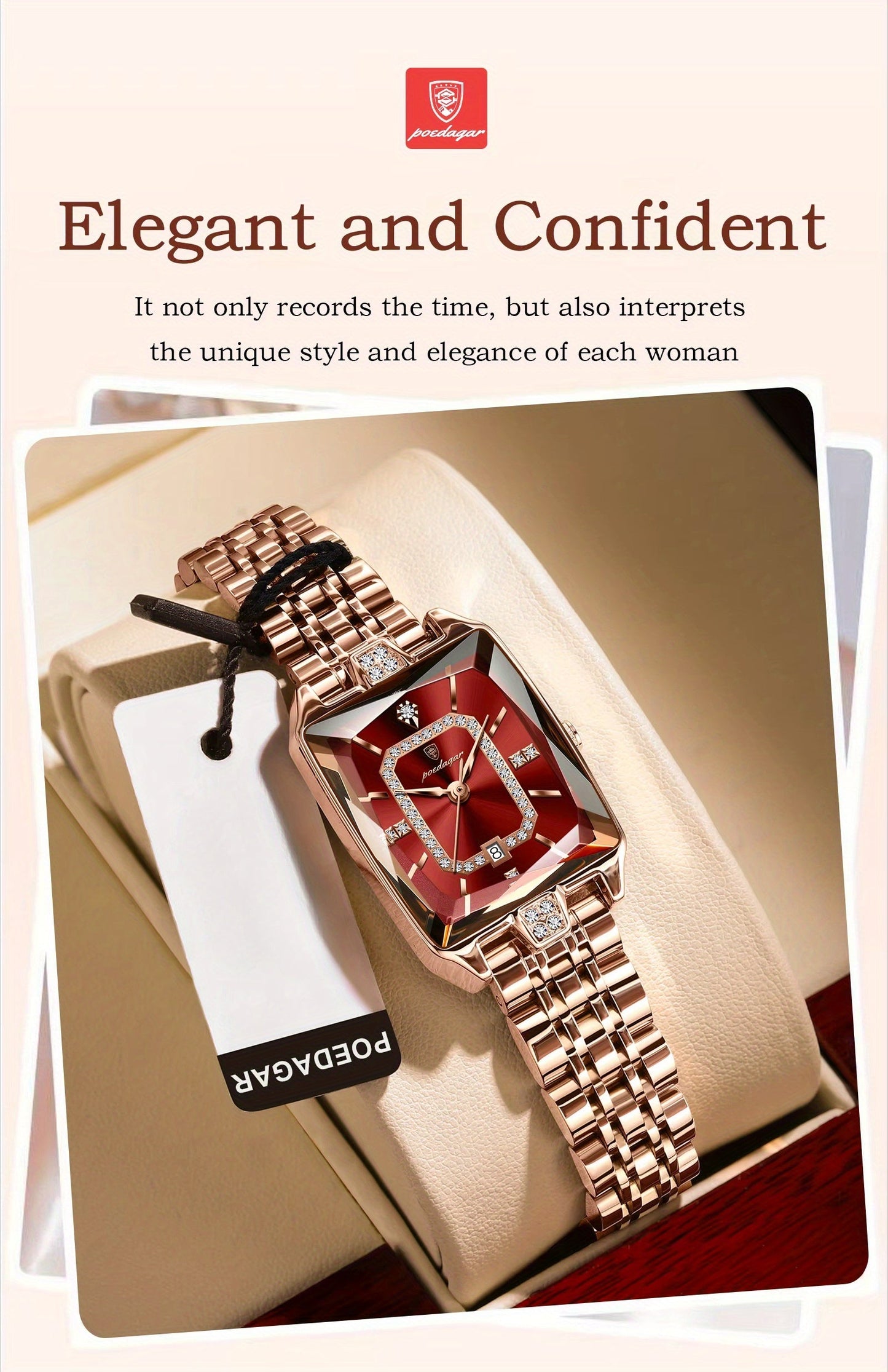 Montre à quartz élégante en acier inoxydable avec cadran lumineux ( coffret non inclus ) MAEJORKEN