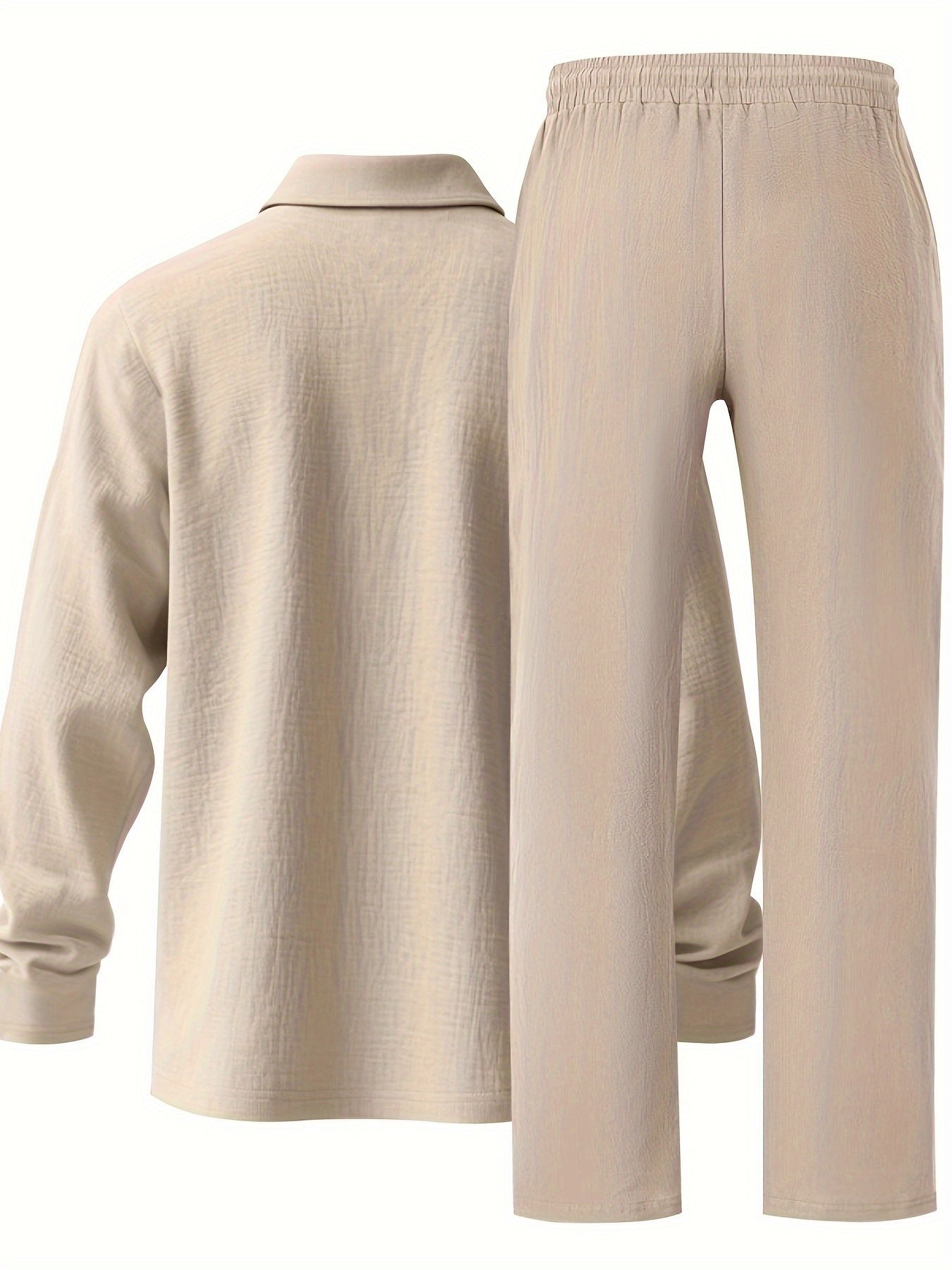 Ensemble pantalon large et polo à manches longues en lin du S au 3XL MAEJORKEN