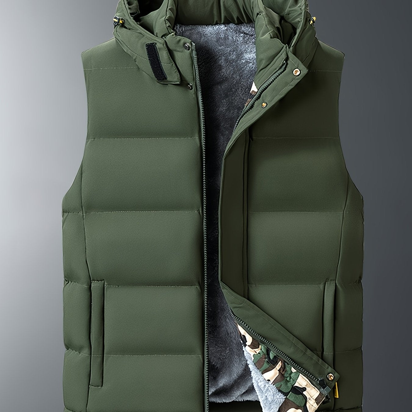 Gilet sans manches à capuche doublé polaire grande taille du 4XL au 7XL MAEJORKEN