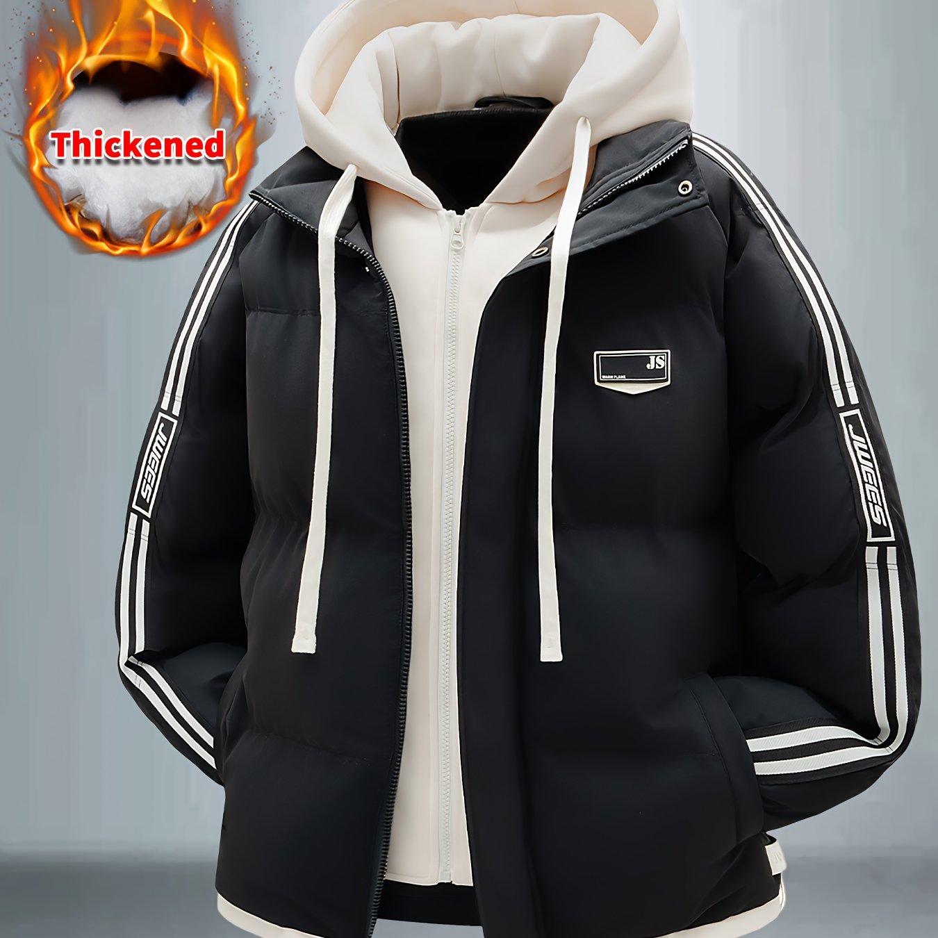 Blouson à capuche épais avec fermeture à glissière du S au 2XL MAEJORKEN