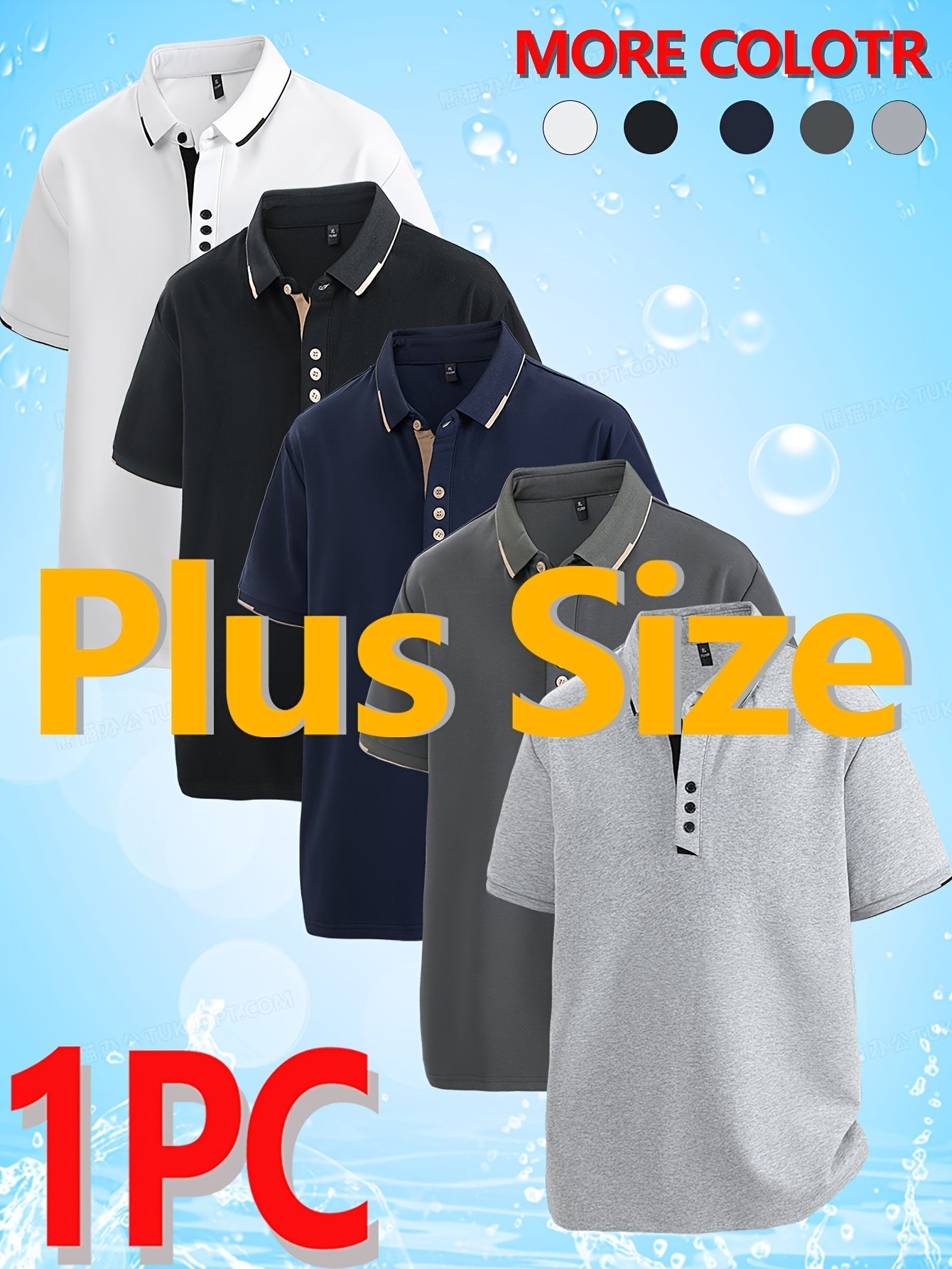 Men's Big & Tall Shirt - Soft Breathable Stretch Fabric Button-Up Collar Shirt, Non-Transparent Solid Color Collar Blouse for Business Casual, Golf, Casual Attire - Available in Black, Dark Navy, Grey, More Colors - Men/Teens MAEJORKEN