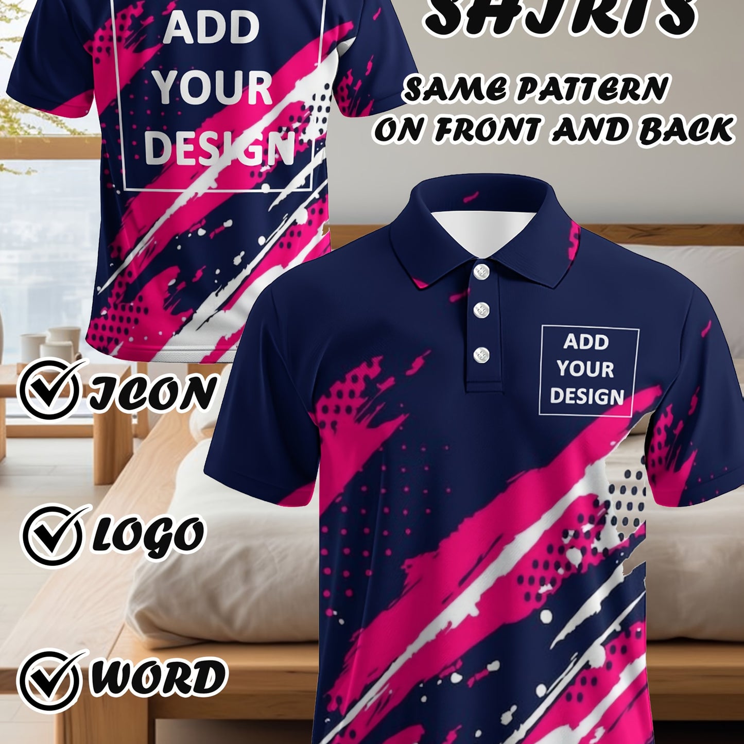 Polo personnalisable impression photo/logo/texte du 1XL au 8XL