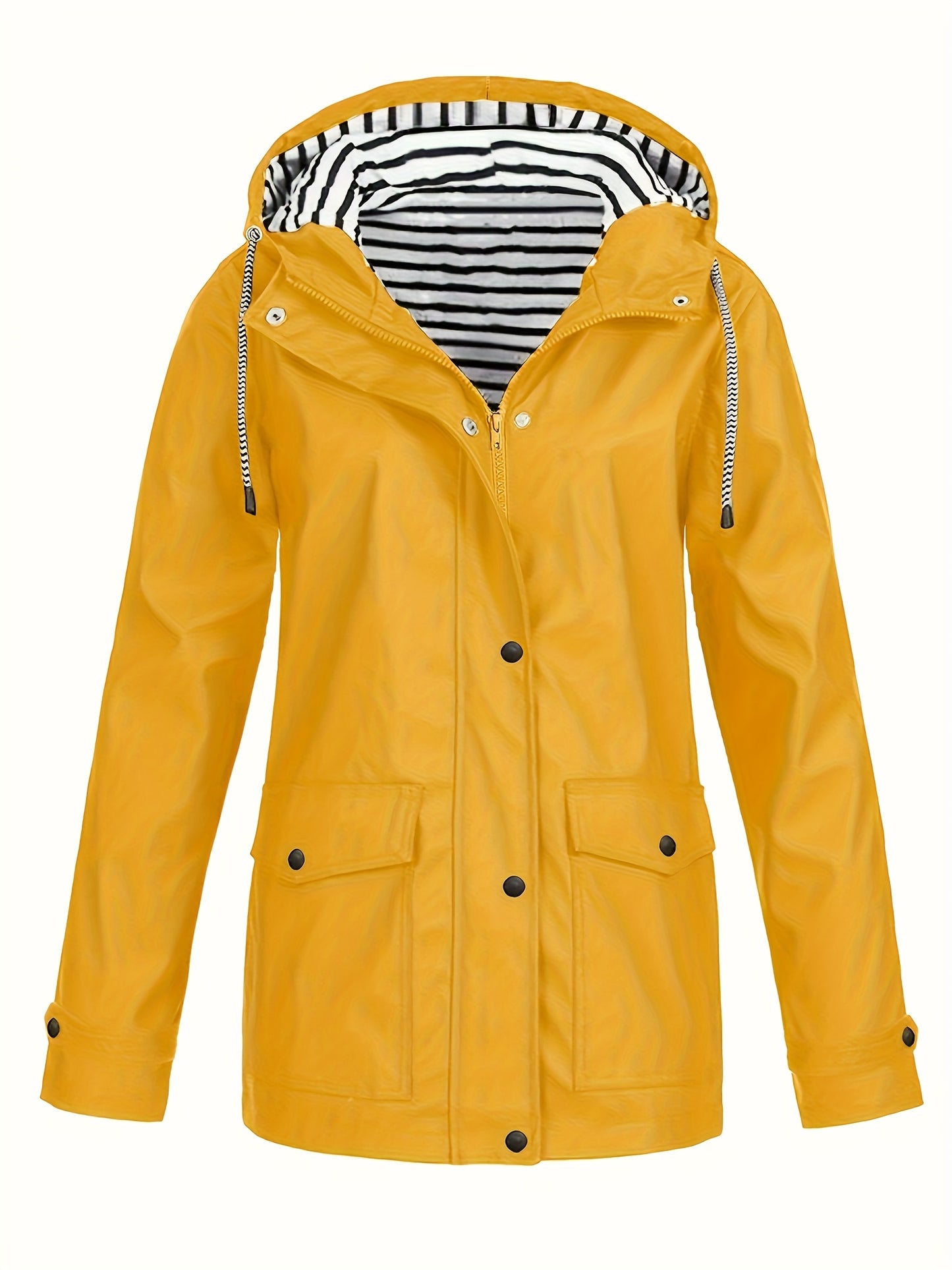Veste longue à capuche rayée coupe vent femmes du 0XL au 5XL
