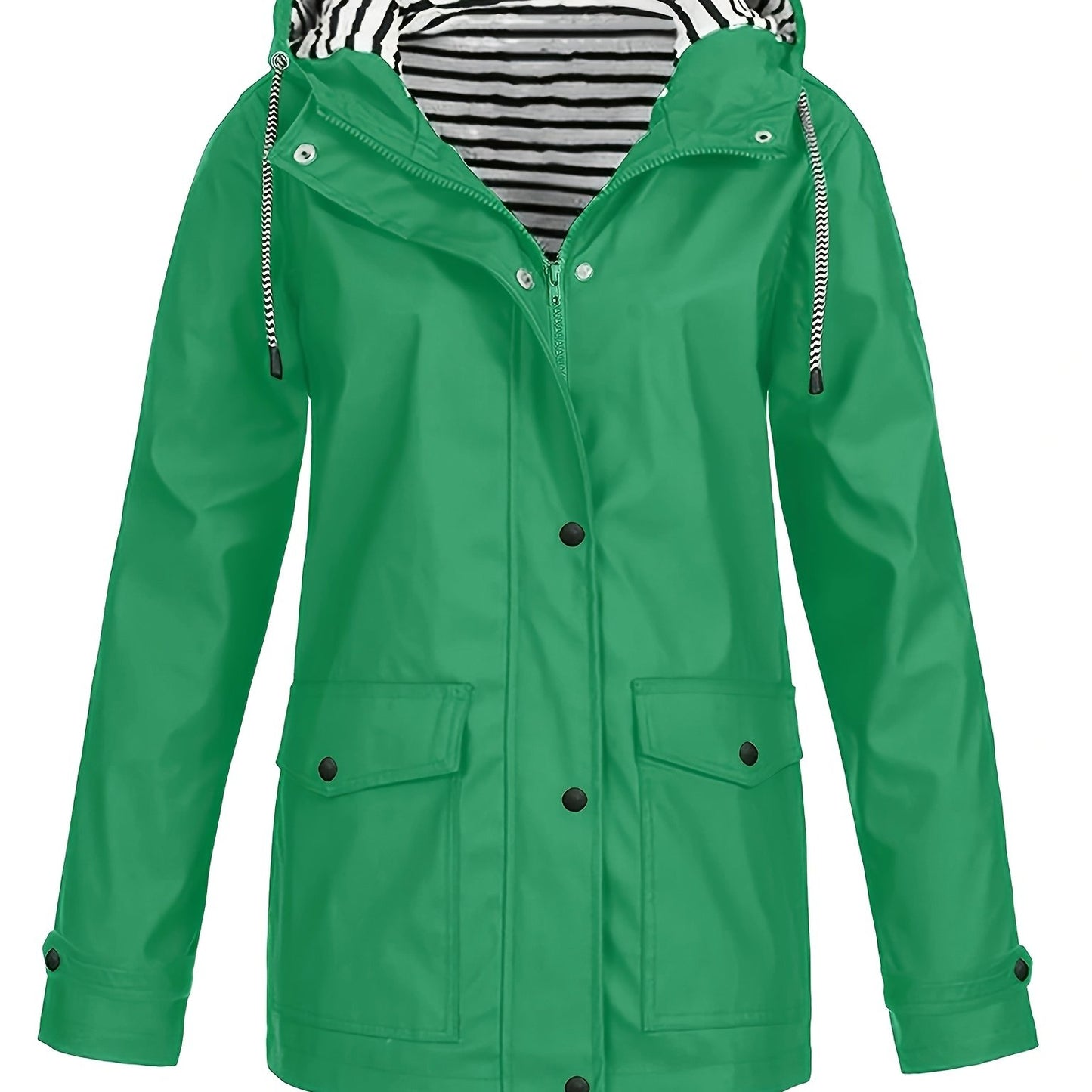 Veste longue à capuche rayée coupe vent femmes du 0XL au 5XL