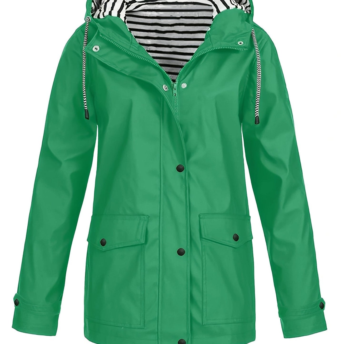 Veste longue à capuche rayée coupe vent femmes du 0XL au 5XL MAEJORKEN