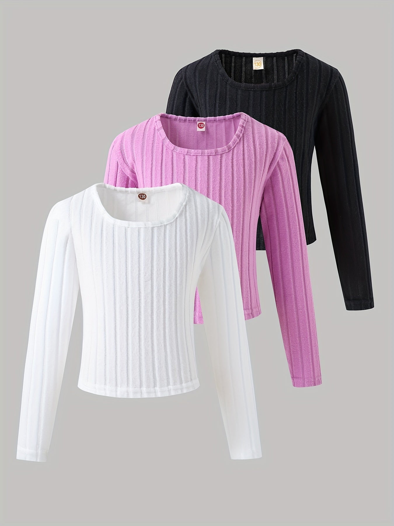 Lot de 3 t-shirts doublés polaire à manches longues pour filles du 5 au 14 ans