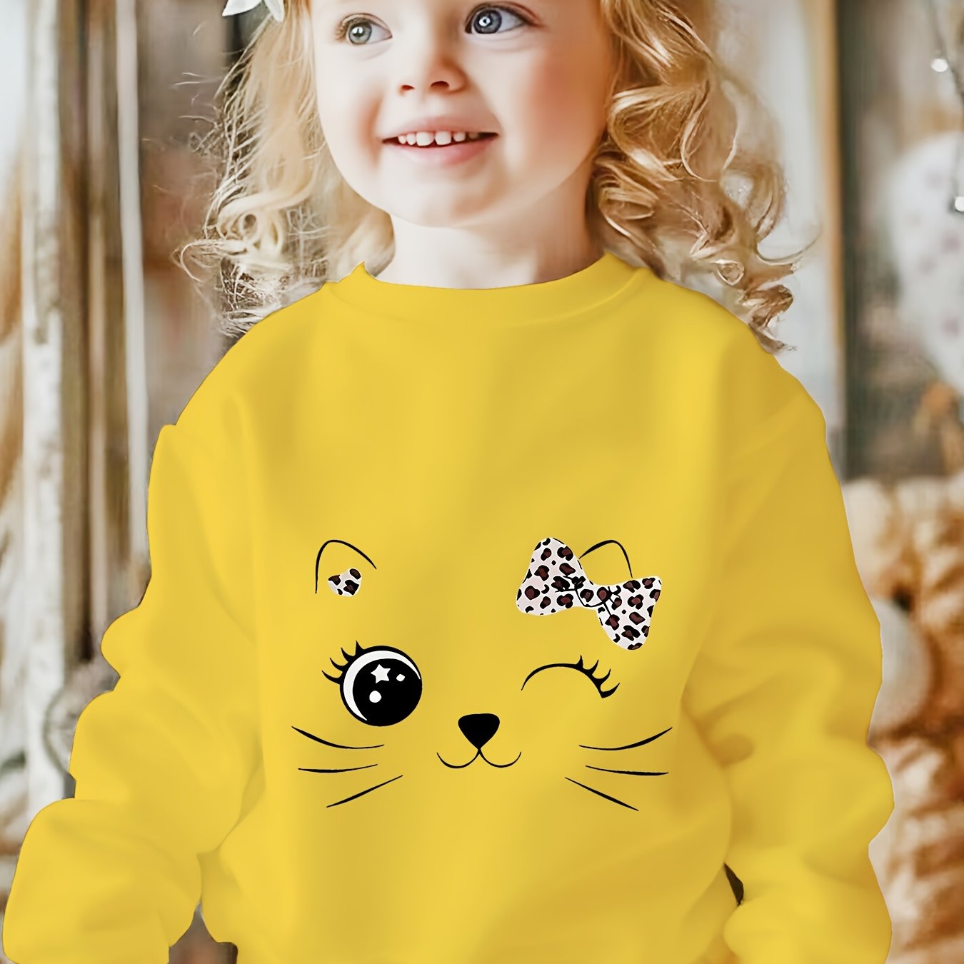 Sweat pour filles imprimé chat du 1 an au 8 ans MAEJORKEN