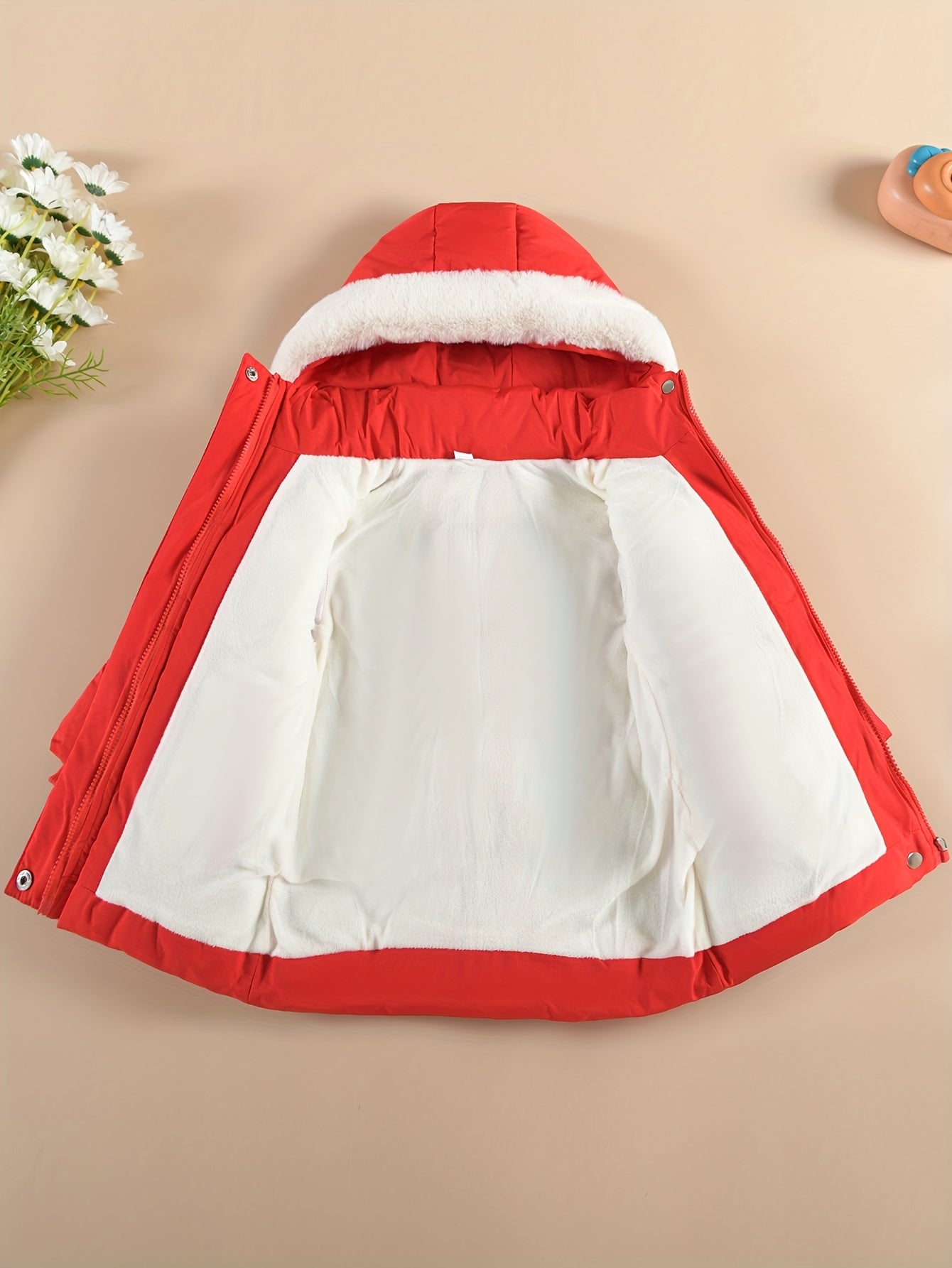 Doudoune à capuche couleur unie avec gant pour filles de 1 ans à 10 ans MAEJORKEN