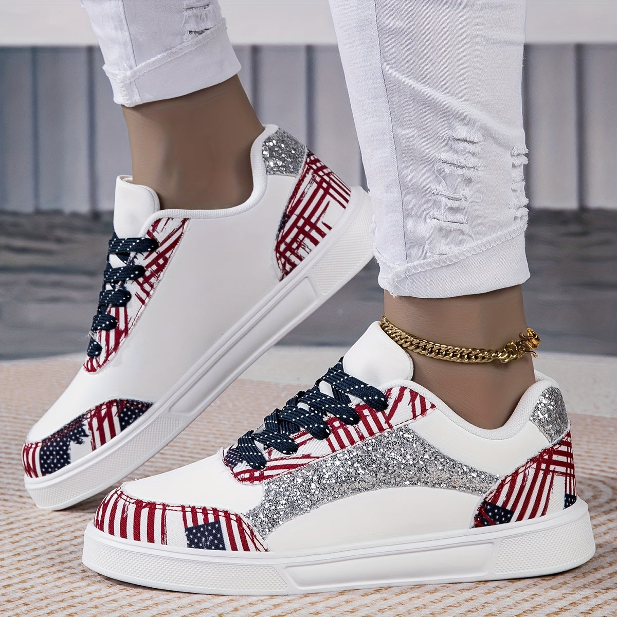 Baskets à sequins blancs et roses du 35,5 au 40