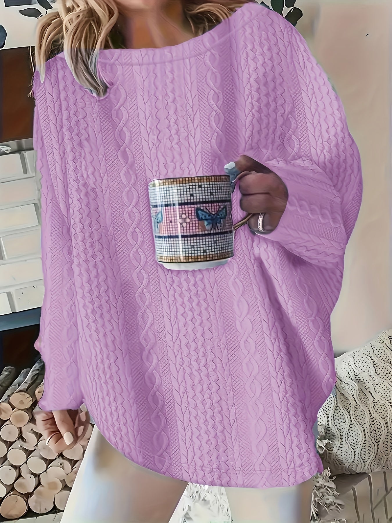 Pull à col rond de couleur unie 1XL au 5XL