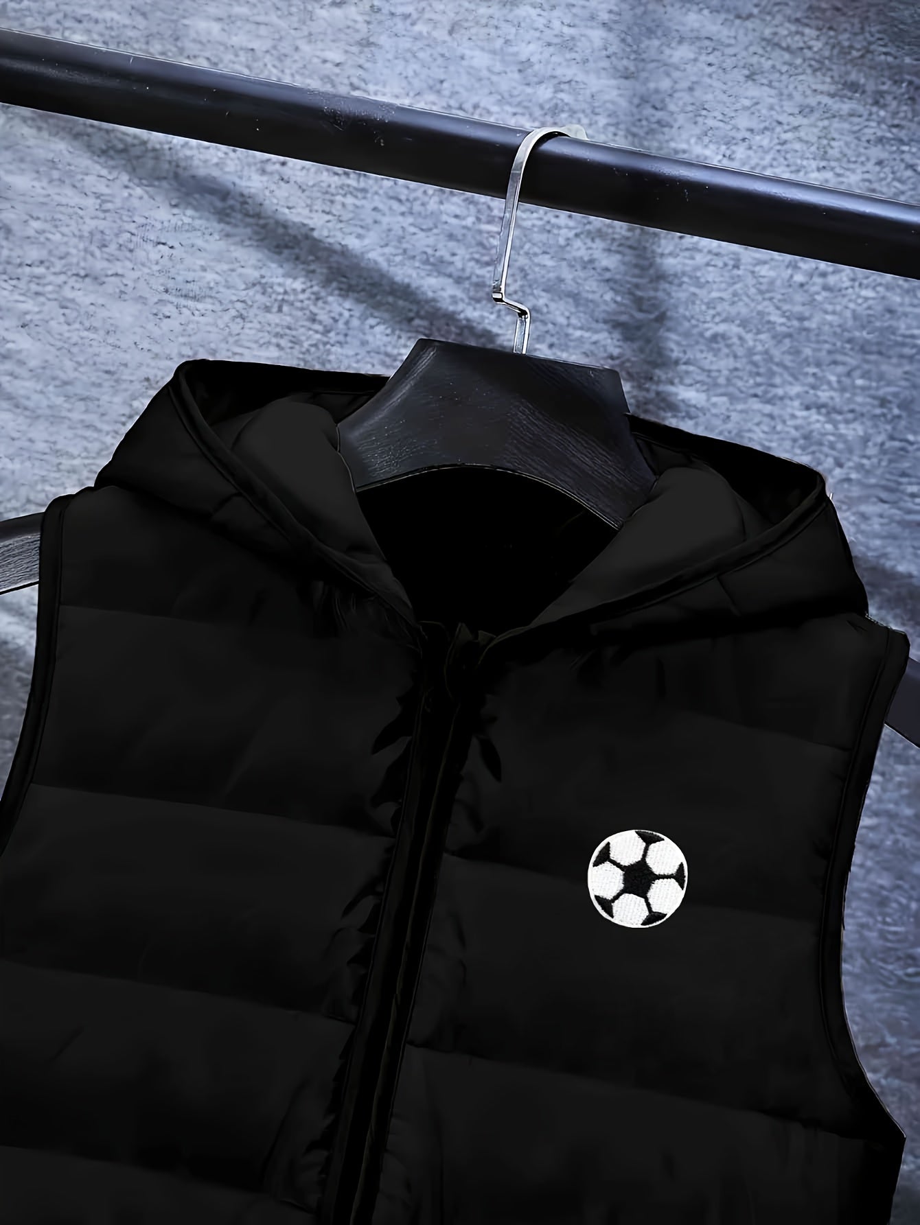 Boys' Autumn and Winter Black and Cartoon Football Set - 8-12Y Warm 3pcs Outfit (Fleece Vest + Sweatshirt + Pants), for Outdoor MAEJORKEN