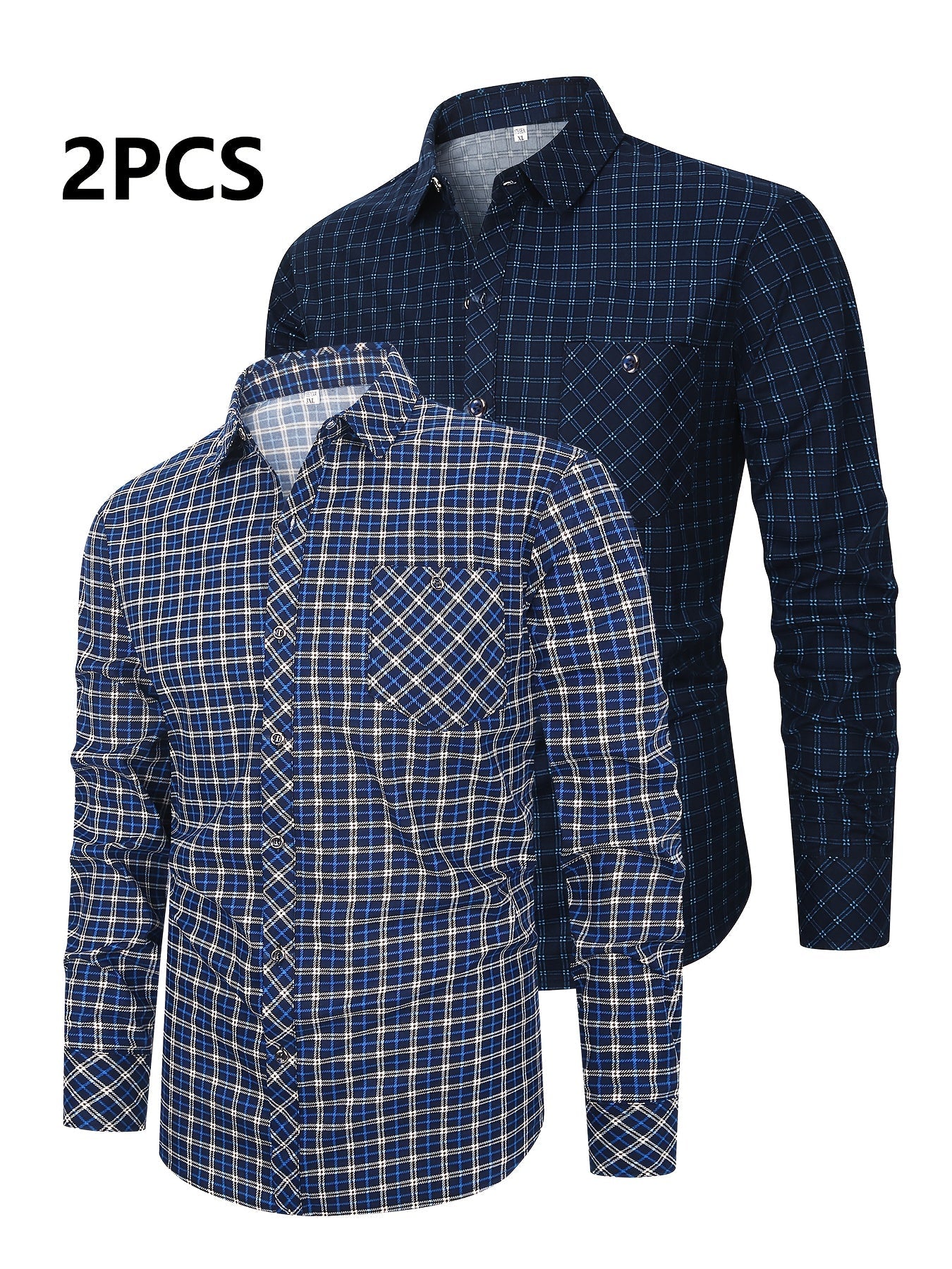 Lot 2pcs chemise décontractée à manches longues grande taille du 3XL au 7 XL MAEJORKEN