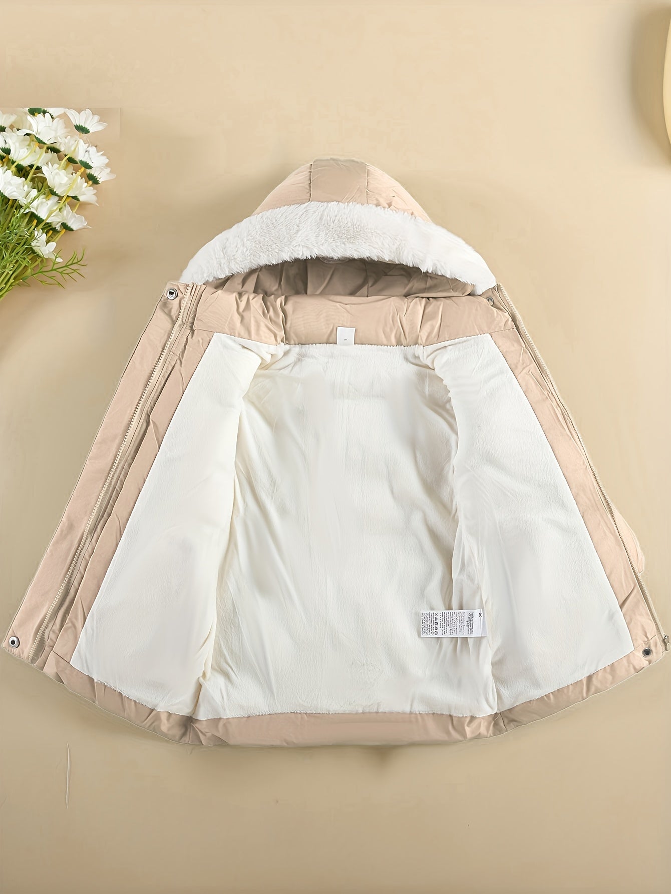 Doudoune à capuche couleur unie avec gant pour filles de 1 ans à 10 ans MAEJORKEN