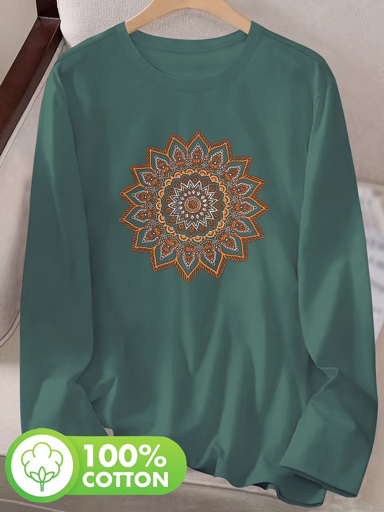 T-shirt à imprimé floral col rond 100% coton du S au 2XL MAEJORKEN