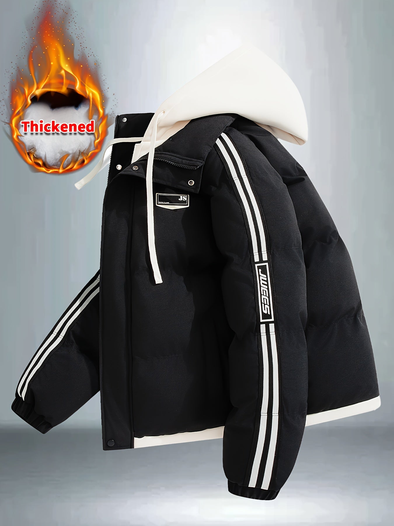 Blouson à capuche épais avec fermeture à glissière du S au 2XL MAEJORKEN