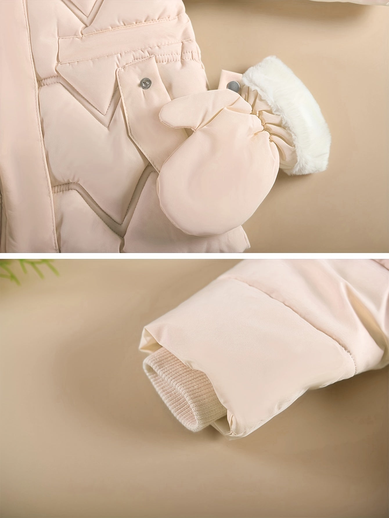 Doudoune à capuche couleur unie avec gant pour filles de 1 ans à 10 ans MAEJORKEN