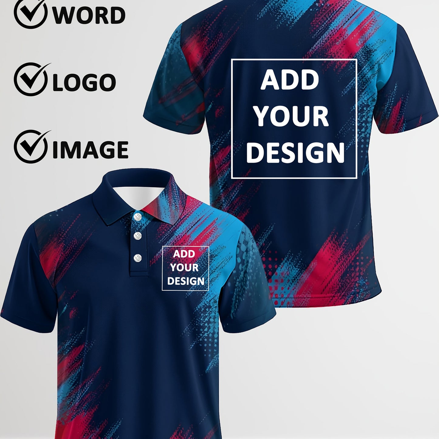 Polo personnalisée logo / texte / image du S au 2XL