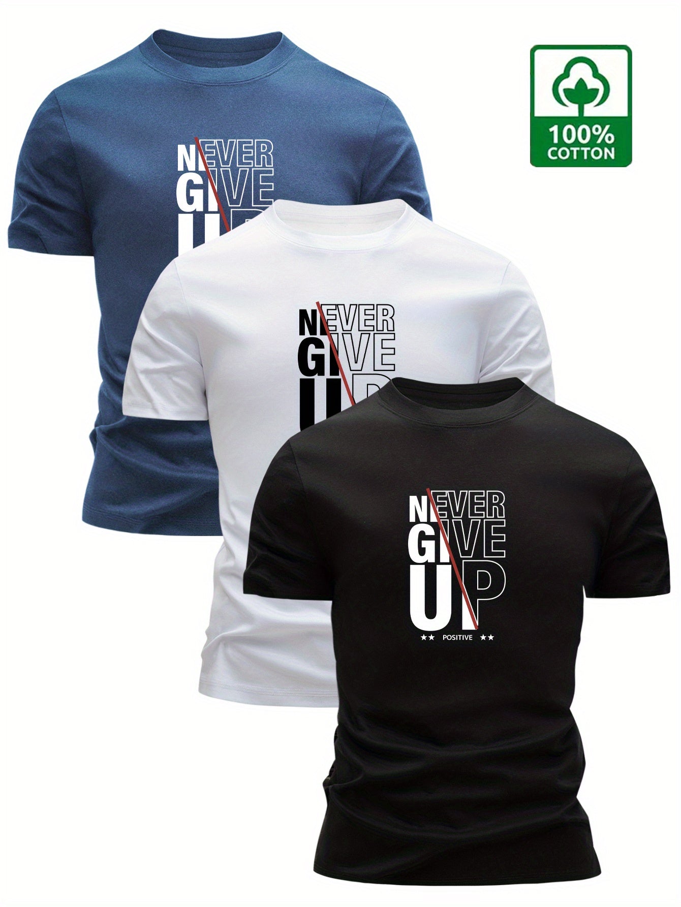 Lot de 3 t-shirts 100% coton du XS au 3XL