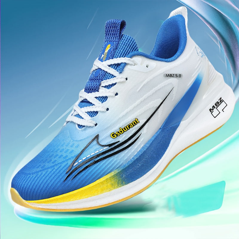 Men's Lightweight Carbon Fiber-Like Technology Running Shoes - Low-Top Sneakers with Arch Support & Cushioned MD Sole, Blue/Golden Track Shoe Design, Lace-Up Sneakers for Gym, Jogging, - All-Season Performance (Multi-Color Op MAEJORKEN