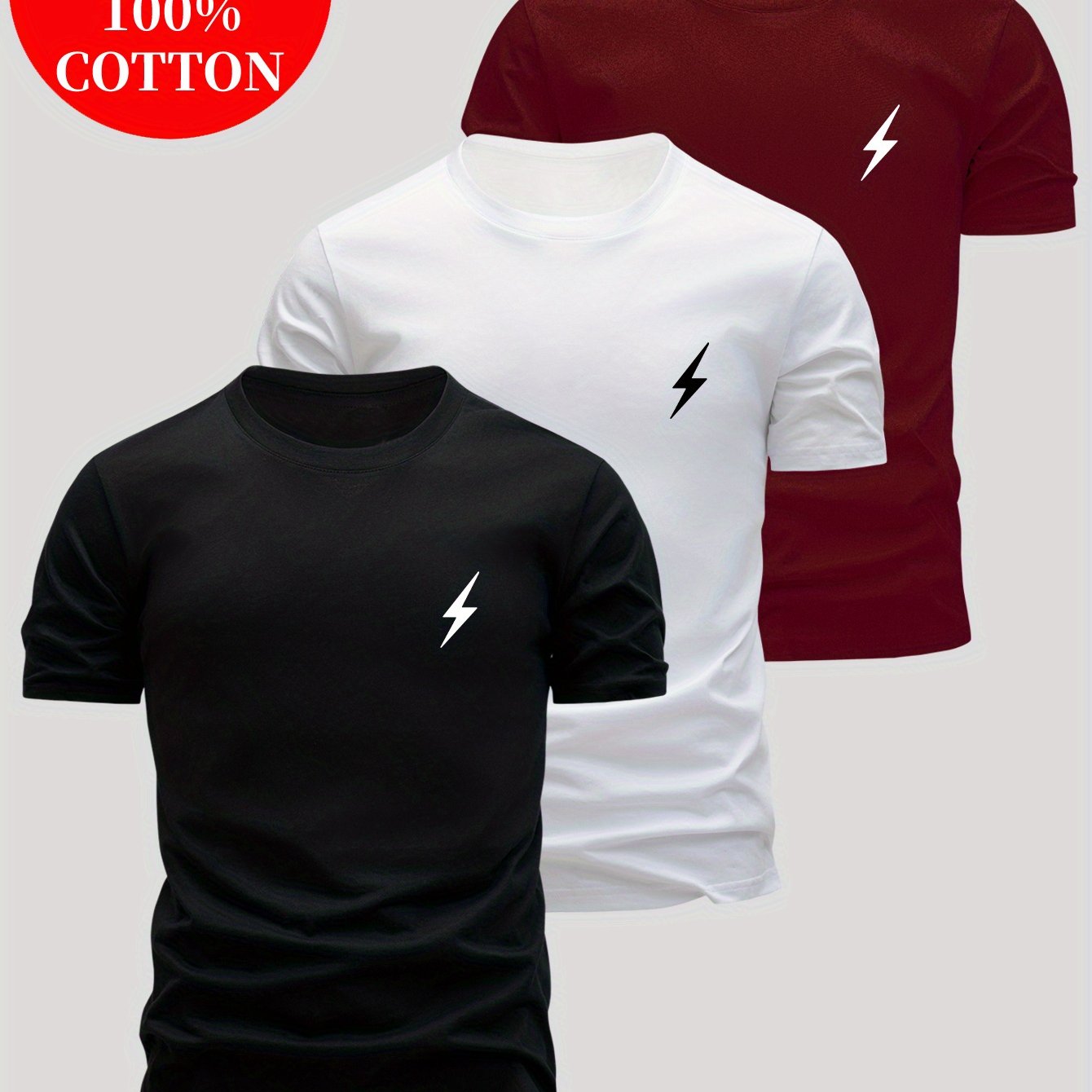 Lot de 3 t-shirt 100% coton du XS au 3XL